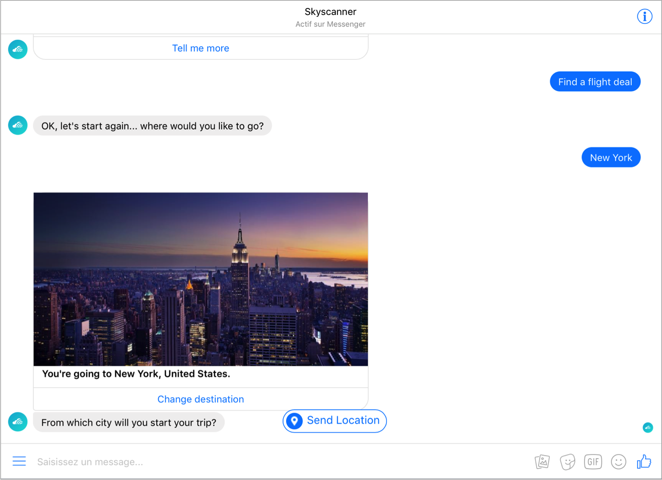 Chatbot de Skyscanner