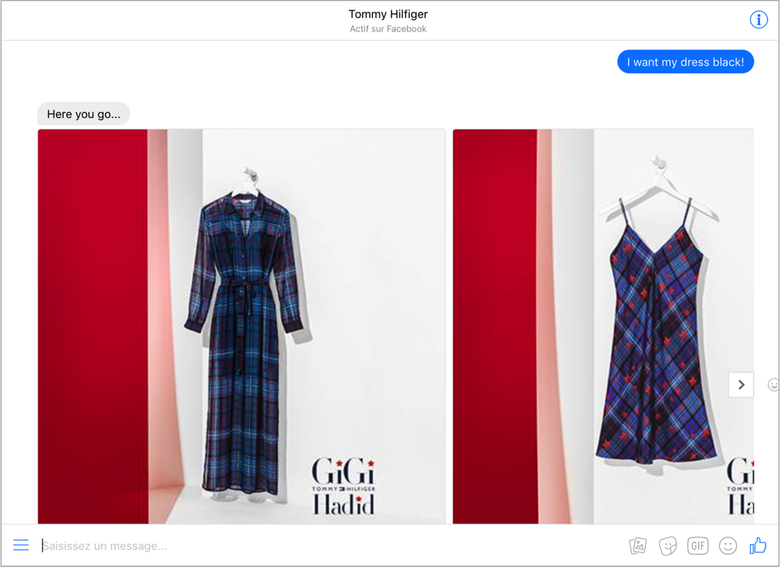 Chatbot de Tommy Hilfiger incompréhension