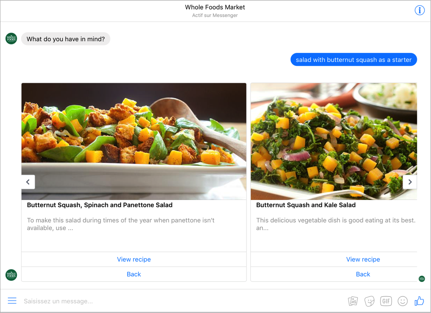 Chatbot de Whole Foods