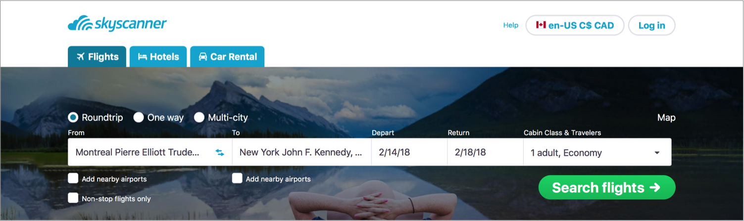 Site Web de Skyscanner